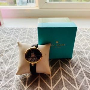 kate spade watch with black leather strap